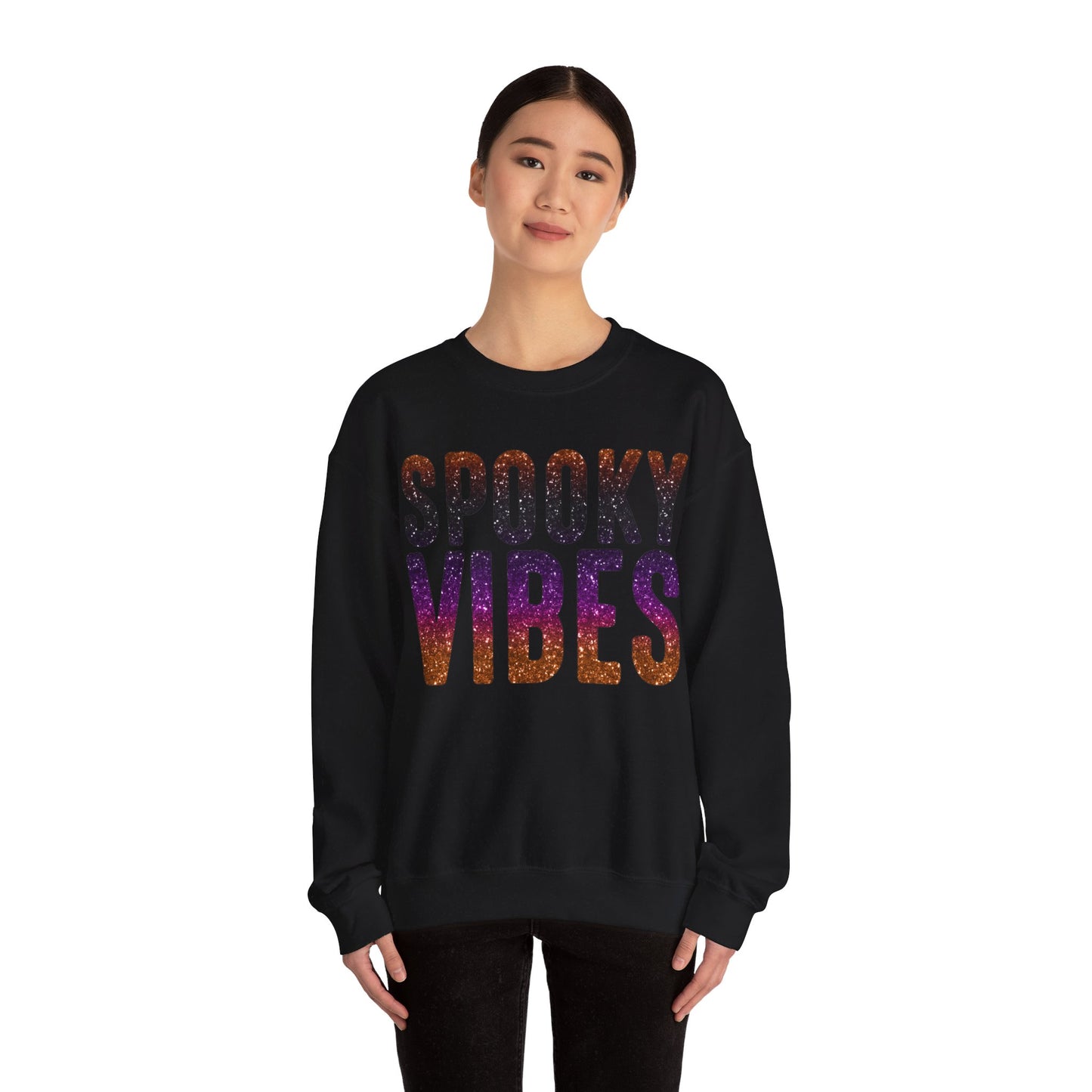 Spooky Vibes Glitter Halloween Sweatshirt