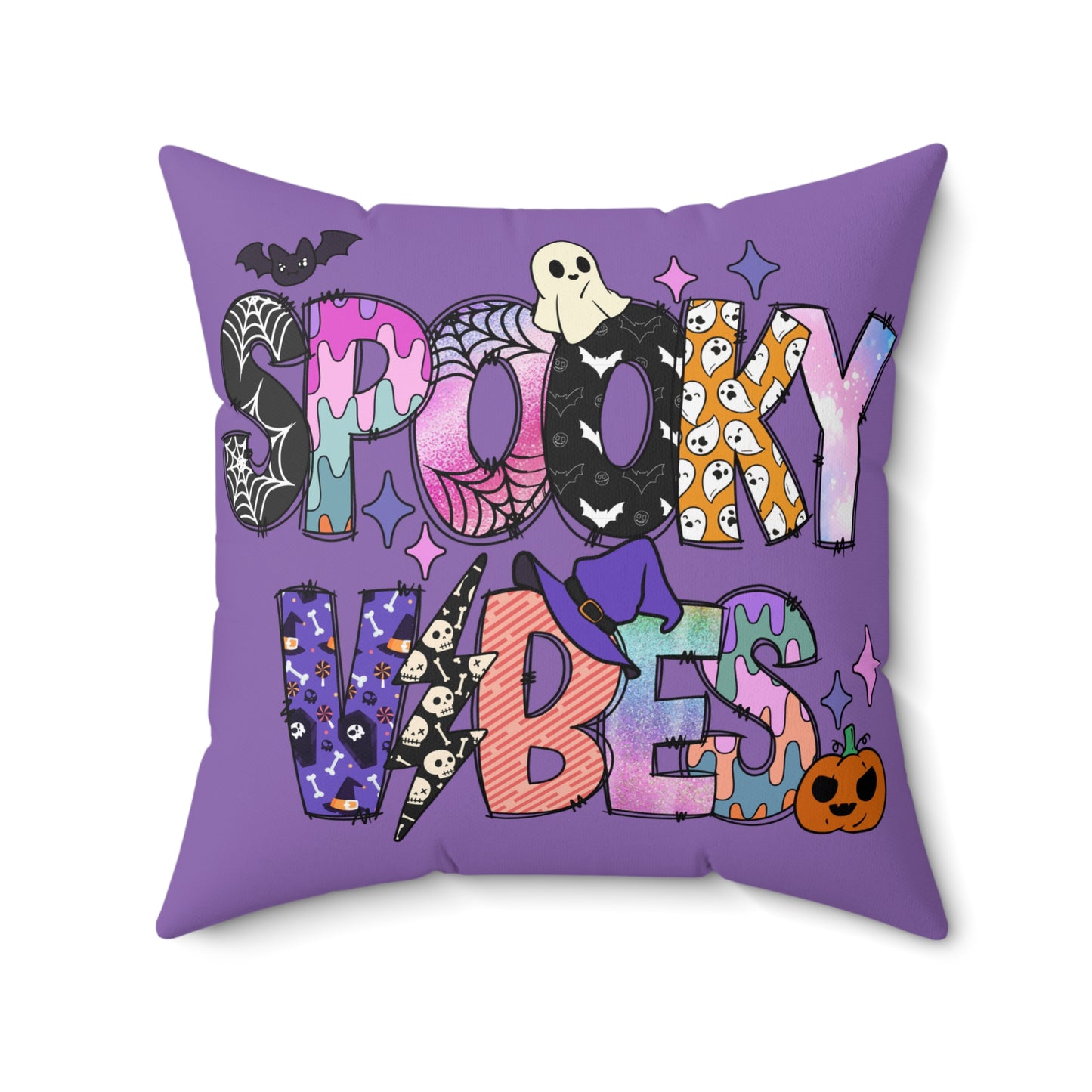 Spooky Vibes Halloween Decor Square Pillow