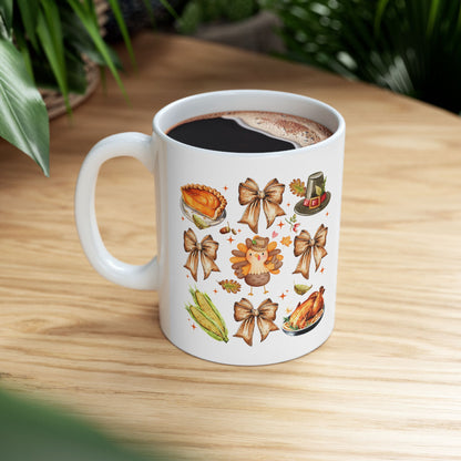 Thanksgiving Coquette Ceramic Mug, (11oz, 15oz)