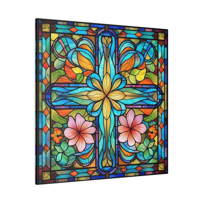 Stained Glass Cross Wall Art Matte Canvas