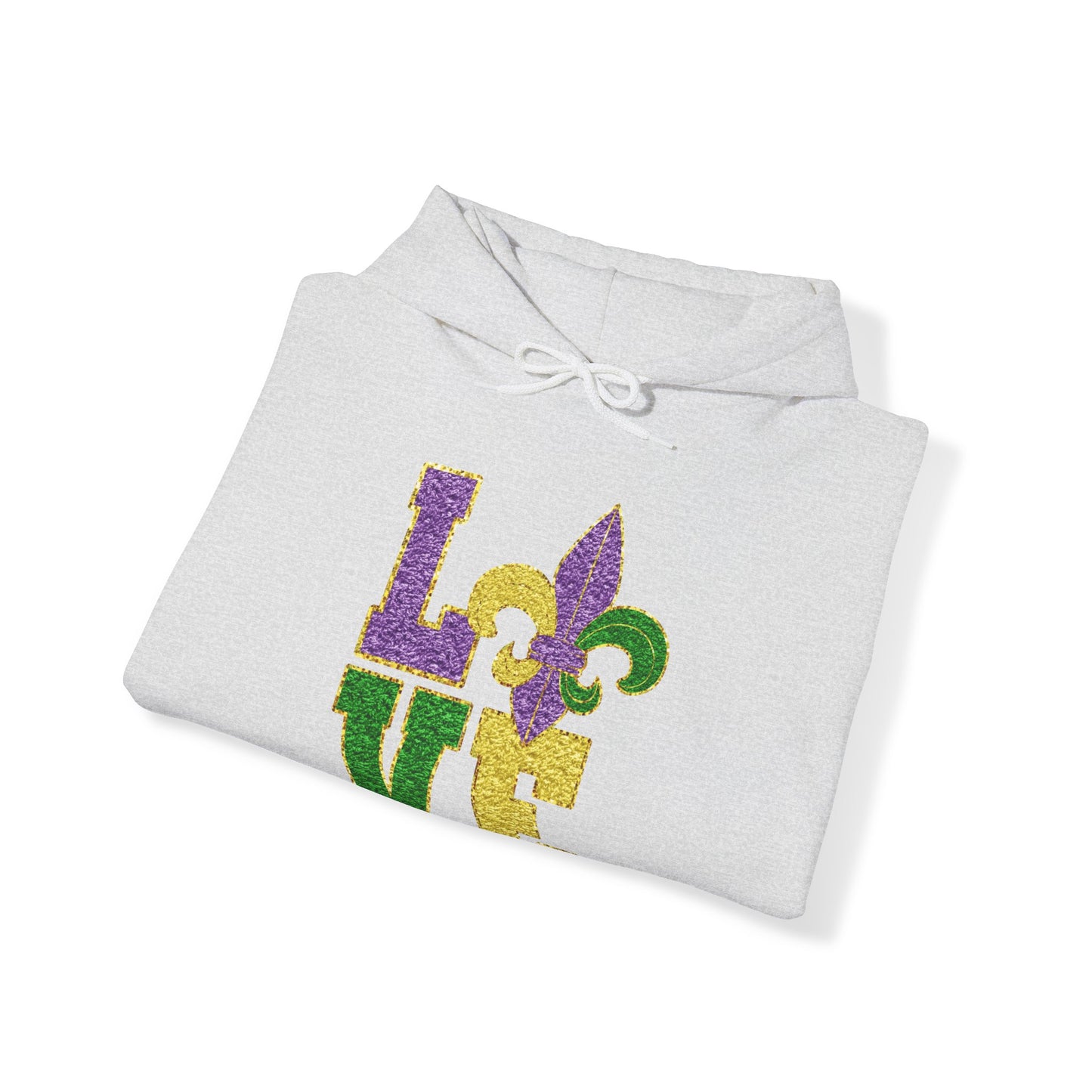 Mardi Gras LOVE Smiley Face Hoodie Sweatshirt