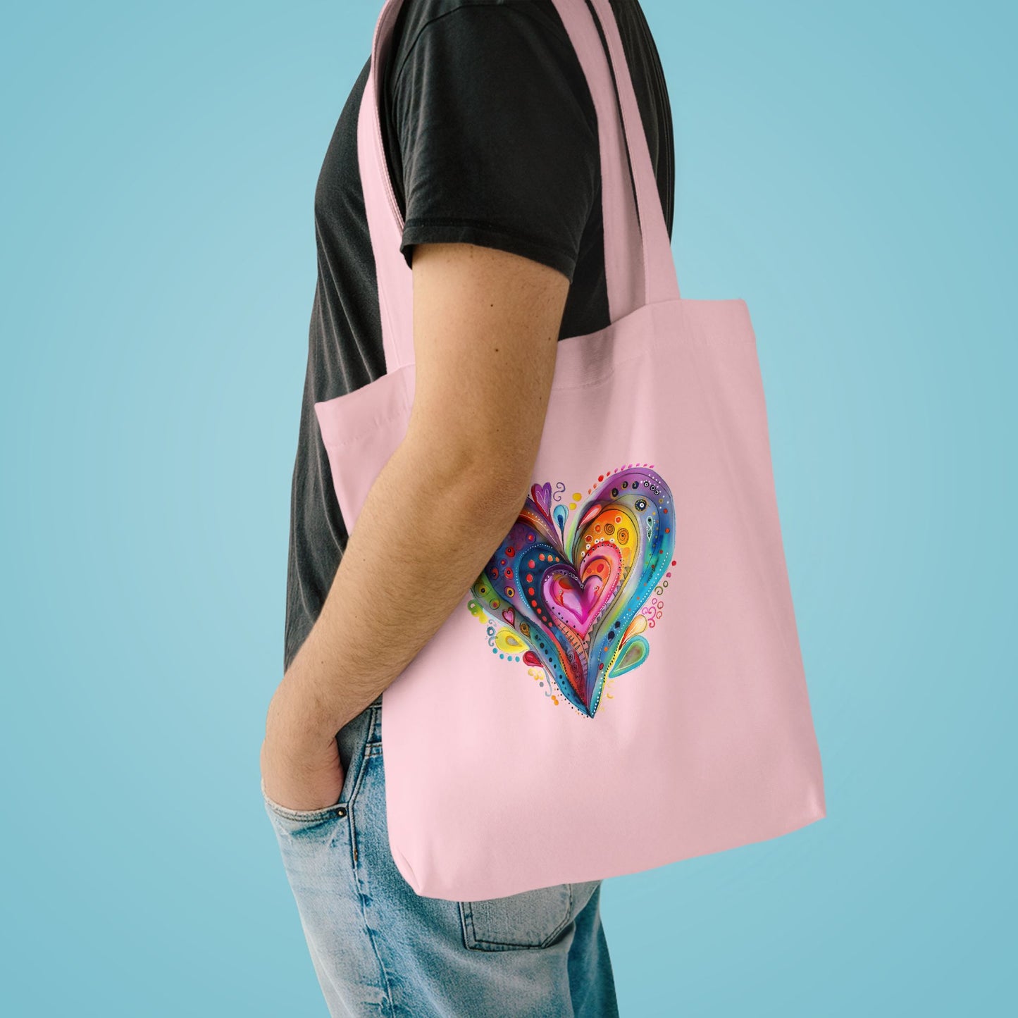 Colorful Heart Cotton Tote Bag