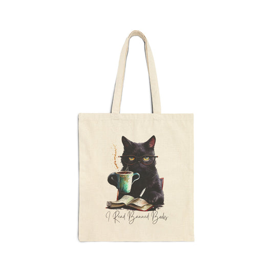 I Read Banned Books Cat Tote Bag
