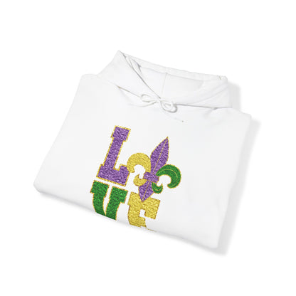 Mardi Gras LOVE Smiley Face Hoodie Sweatshirt