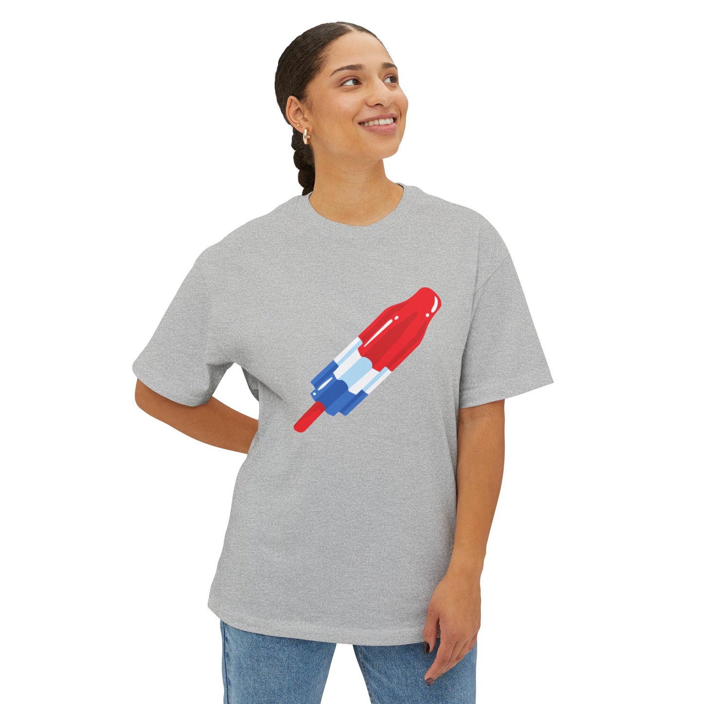 Rocket Popsicle 4th of July Unisex Oversized Boxy Tee