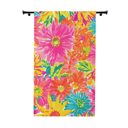 Hot Pink Floral Window Curtains (1 Piece)