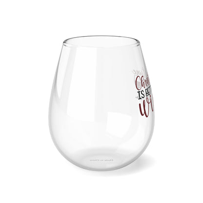 Christmas Time is Better with Wine Stemless Wine Glass, 11.75oz