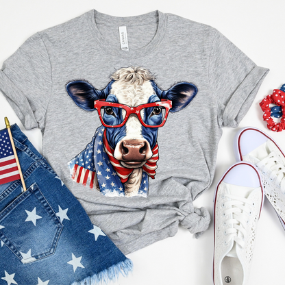 Patriotic Cow Unisex Oversized Boxy Tee