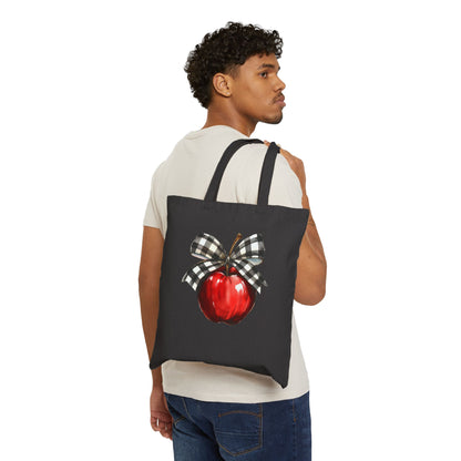 Coquette Teacher Apple Cotton Canvas Tote Bag