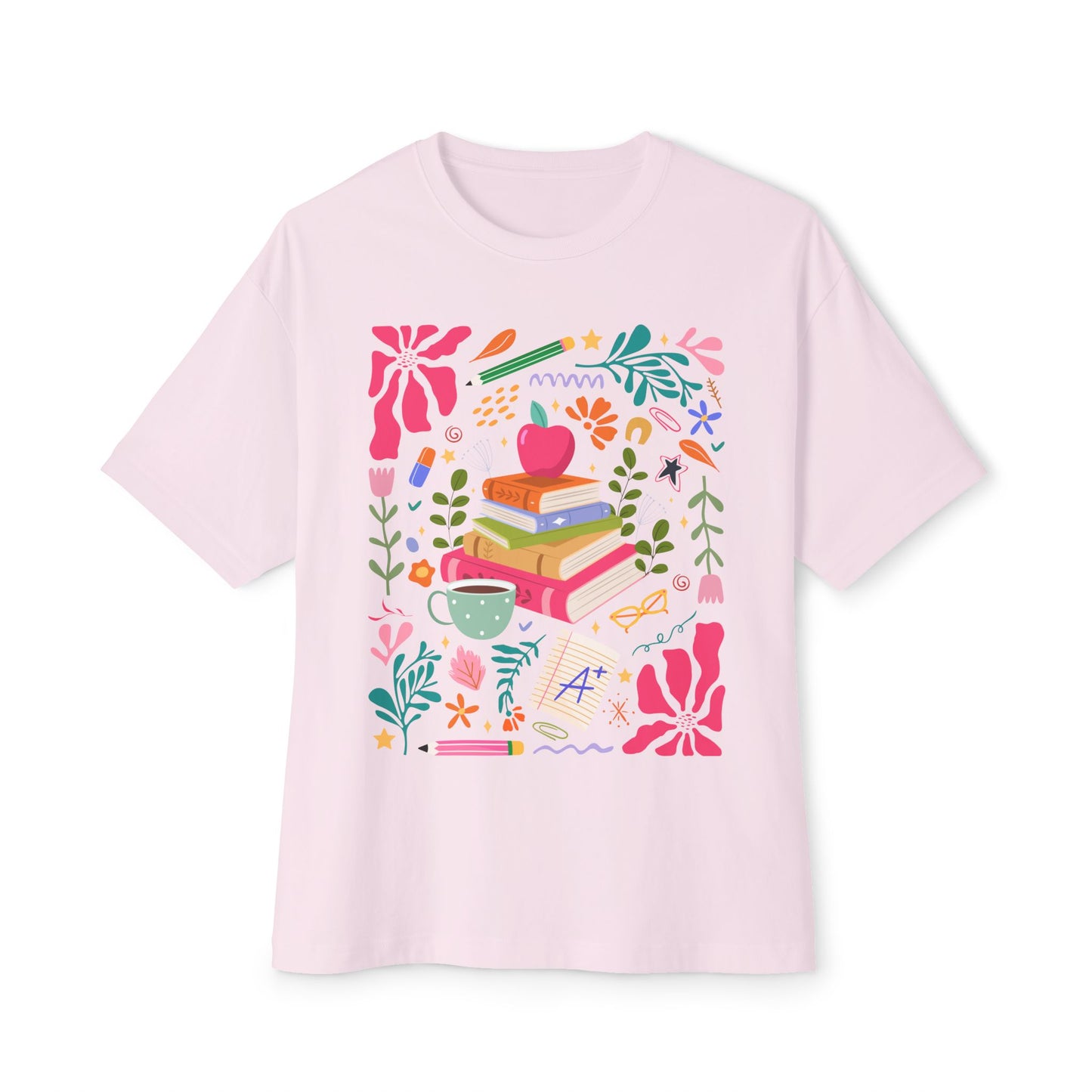 Whimsical Book Lover's Oversized Tee