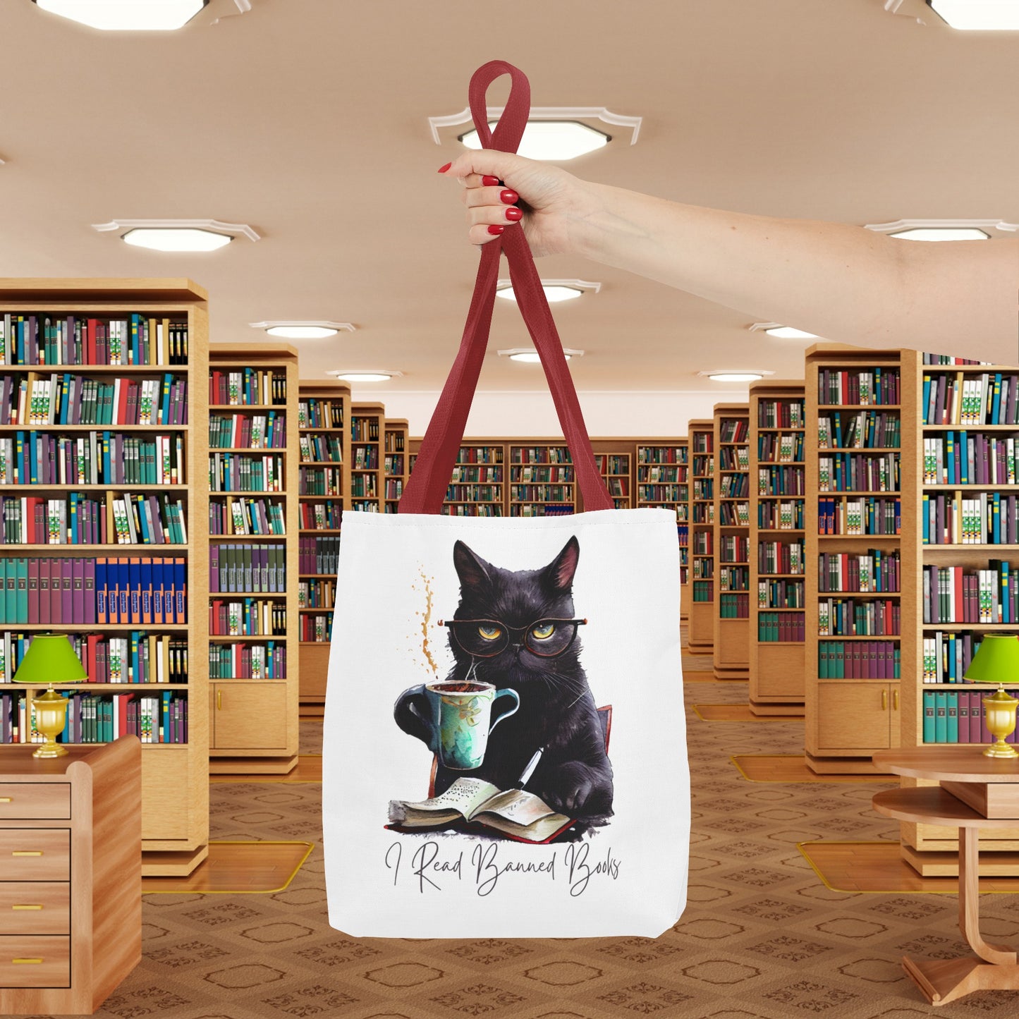 I READ BANNED BOOKS BLACK CAT Tote Bag