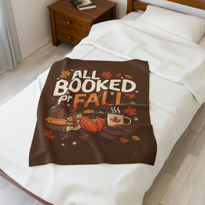 All Booked for Fall Velveteen Fleece Blanket