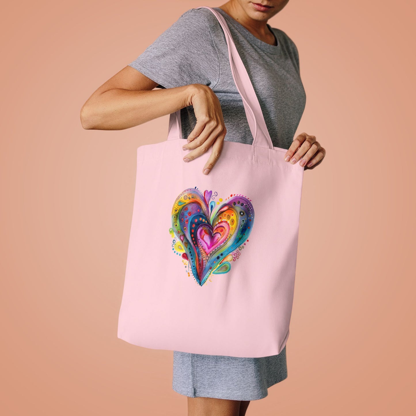 Colorful Heart Cotton Tote Bag