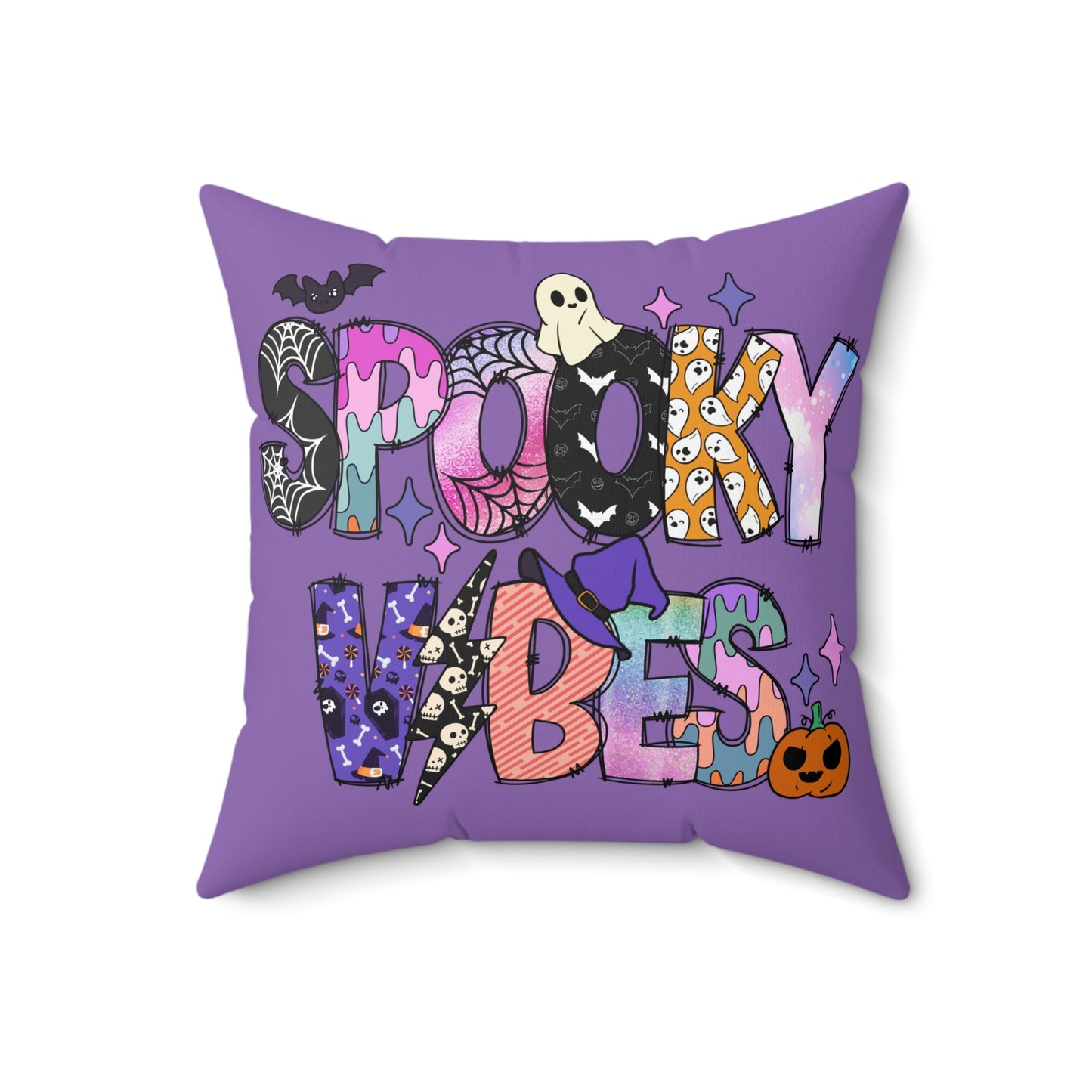 Spooky Vibes Halloween Decor Square Pillow