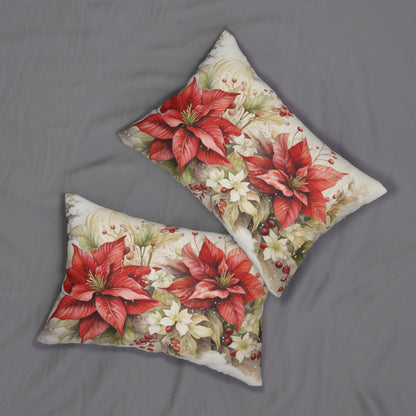 Christmas Poinsettia Lumbar Pillow