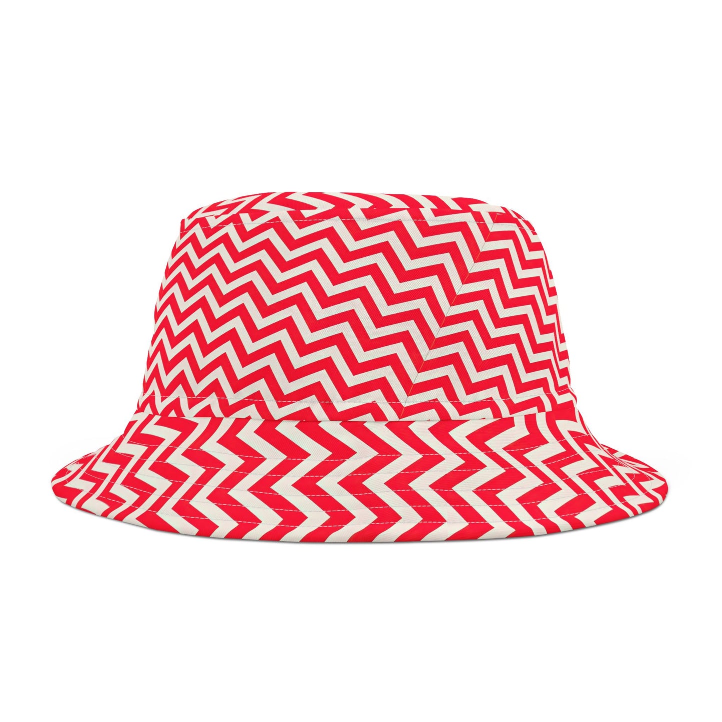 Red and White Chevron Bucket Hat