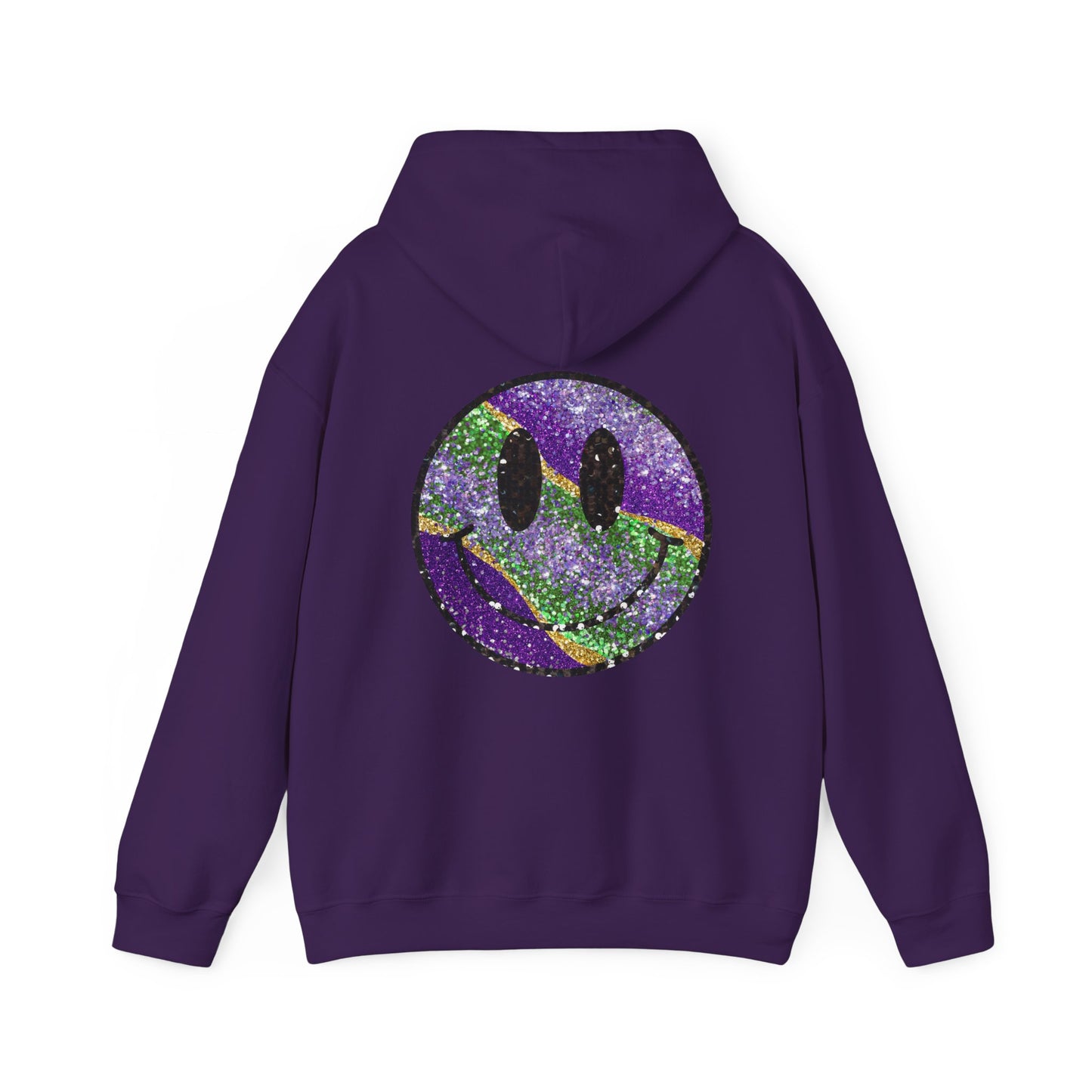 Mardi Gras LOVE Smiley Face Hoodie Sweatshirt