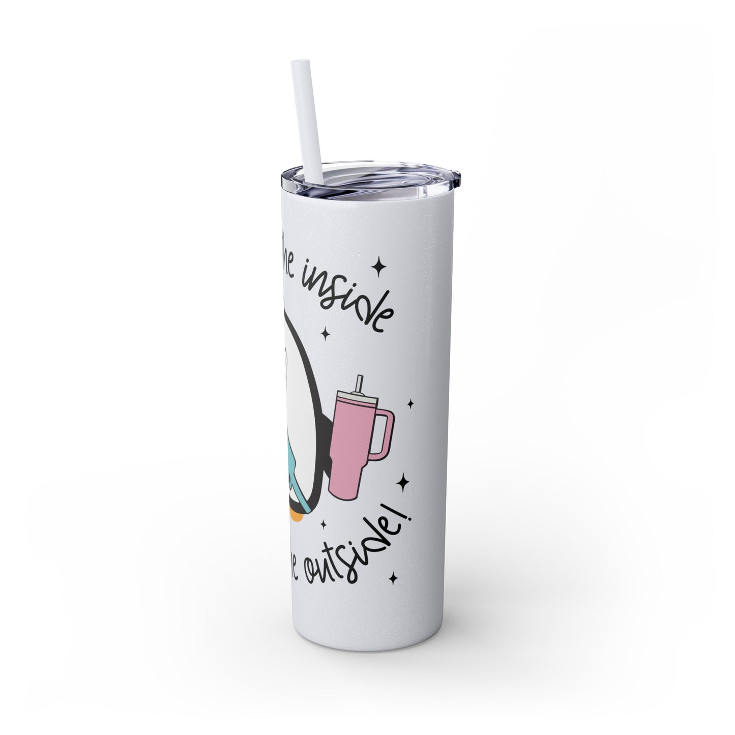 Funny Frosty on the Inside, Boujee on the Outside Skinny Tumbler with Straw, 20oz