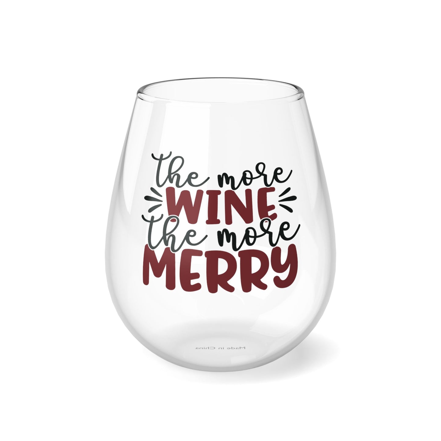 The More Wine the More Merry Stemless Wine Glass, 11.75oz