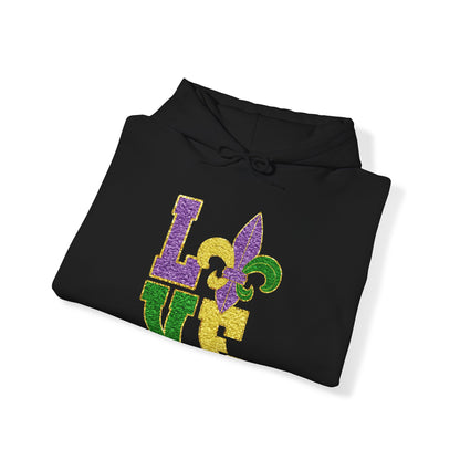 Mardi Gras LOVE Smiley Face Hoodie Sweatshirt