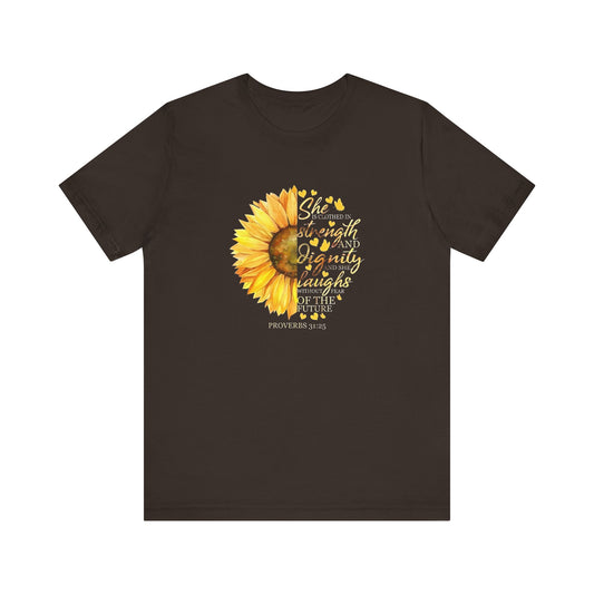 Proverbs She is Strong Sunflower T-Shirt