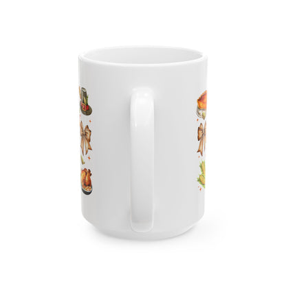 Thanksgiving Coquette Ceramic Mug, (11oz, 15oz)