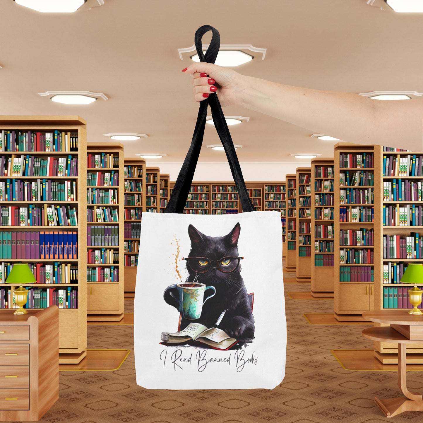 I READ BANNED BOOKS BLACK CAT Tote Bag