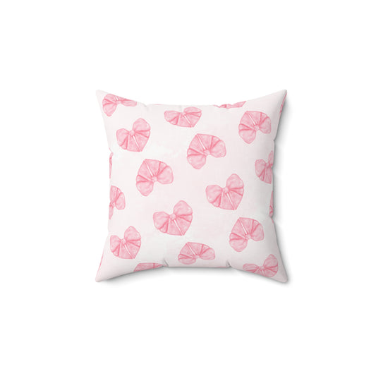 Coquette Bow Heart Square Pillow