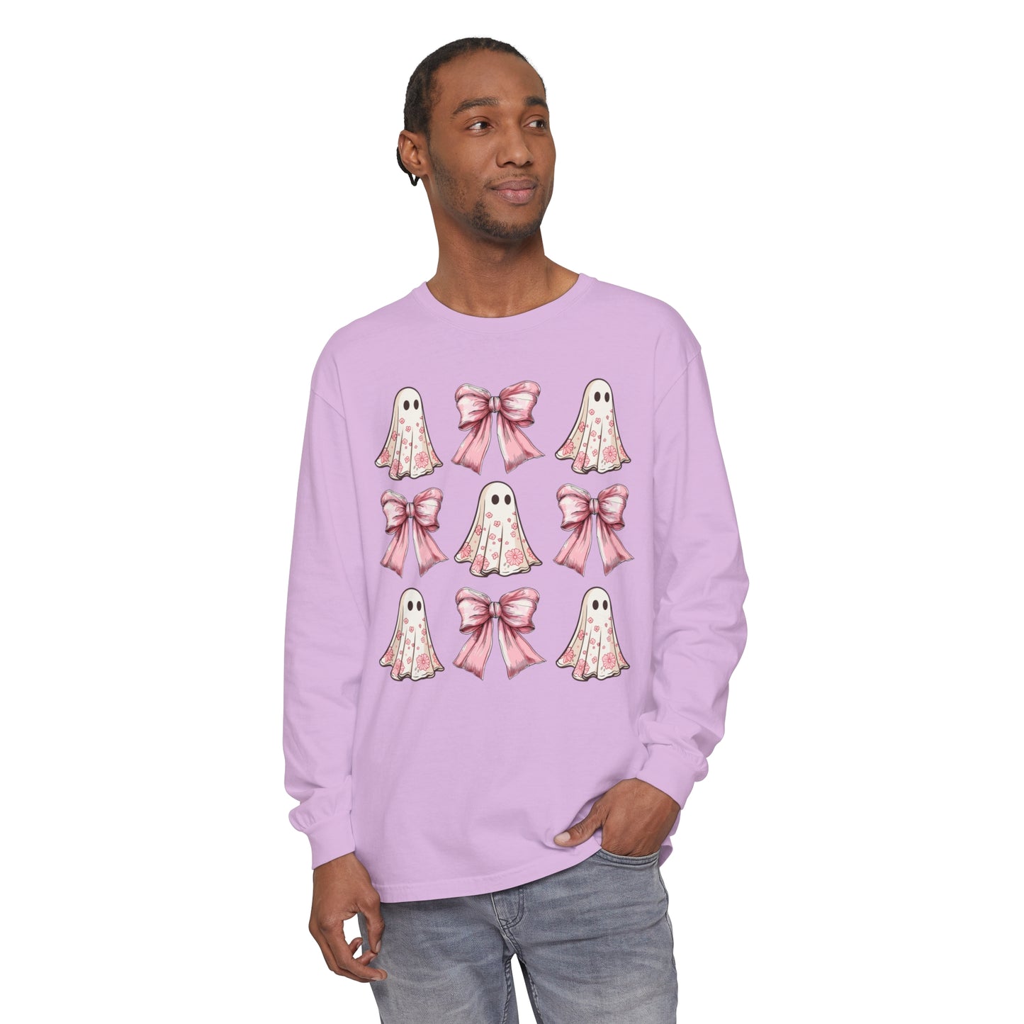 Coquette Pretty Ghost Halloween Long Sleeve T-Shirt