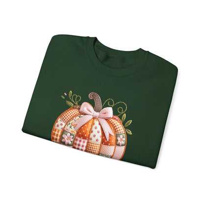 Fall Quilted Patchwork Pumpkin Sweatshirt
