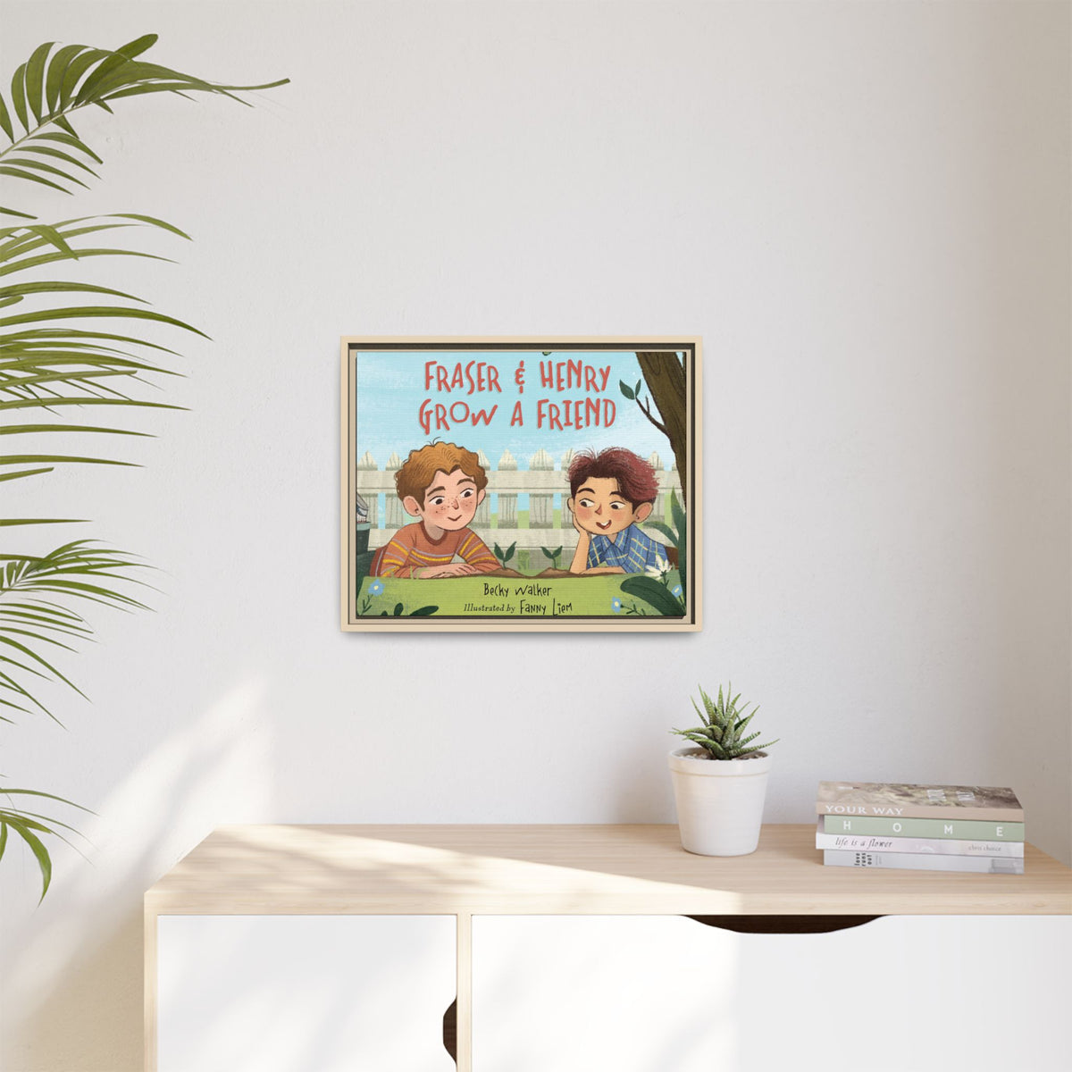 Framed Canvas Wall Art – Fraser & Henry Grow a Friend Children’s Book Illustration