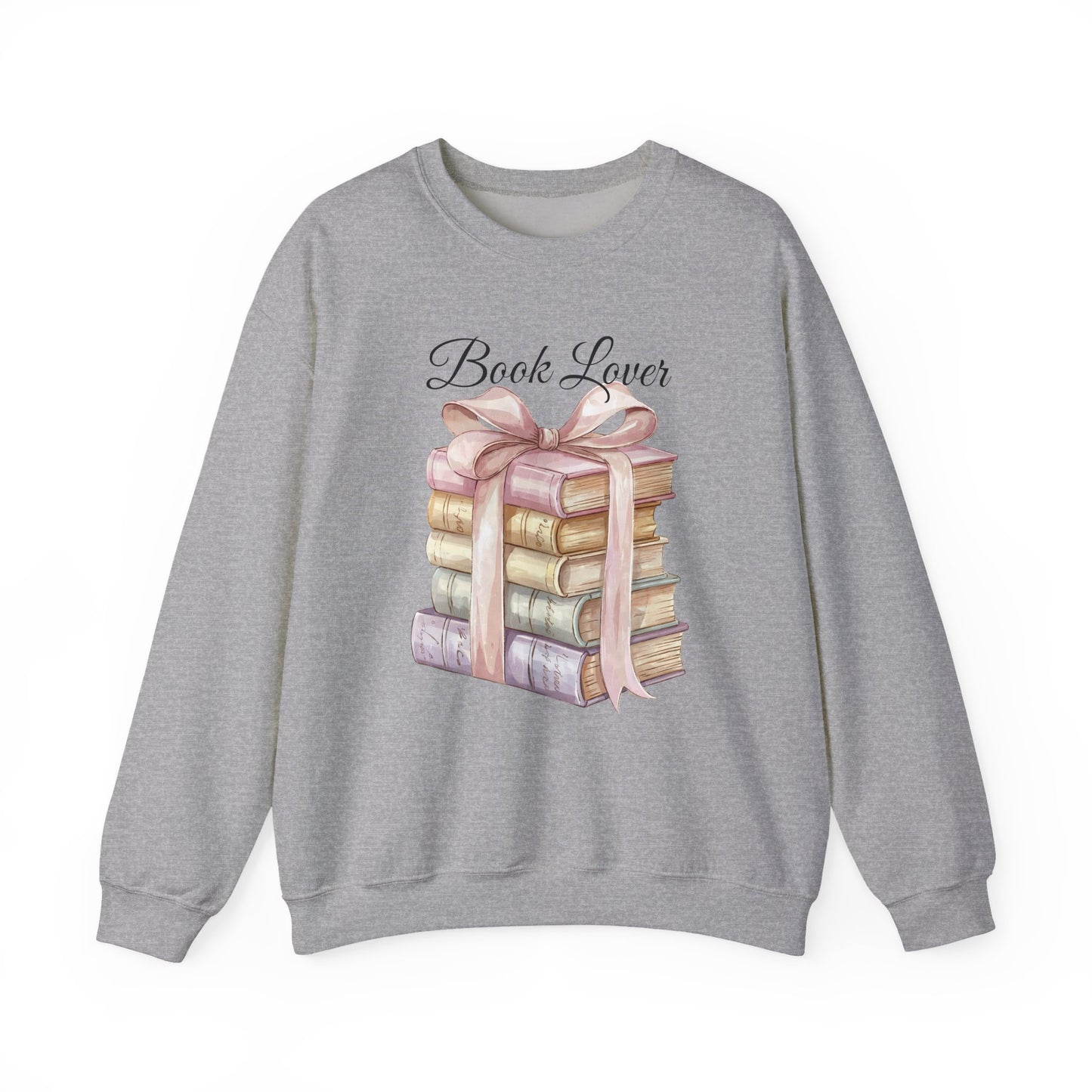 Book Lover Sweatshirt — Stack of Books with Ribbon Graphic