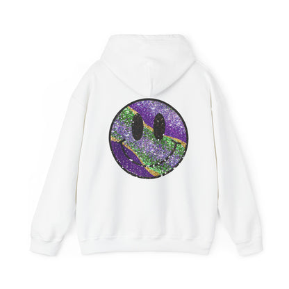 Mardi Gras LOVE Smiley Face Hoodie Sweatshirt