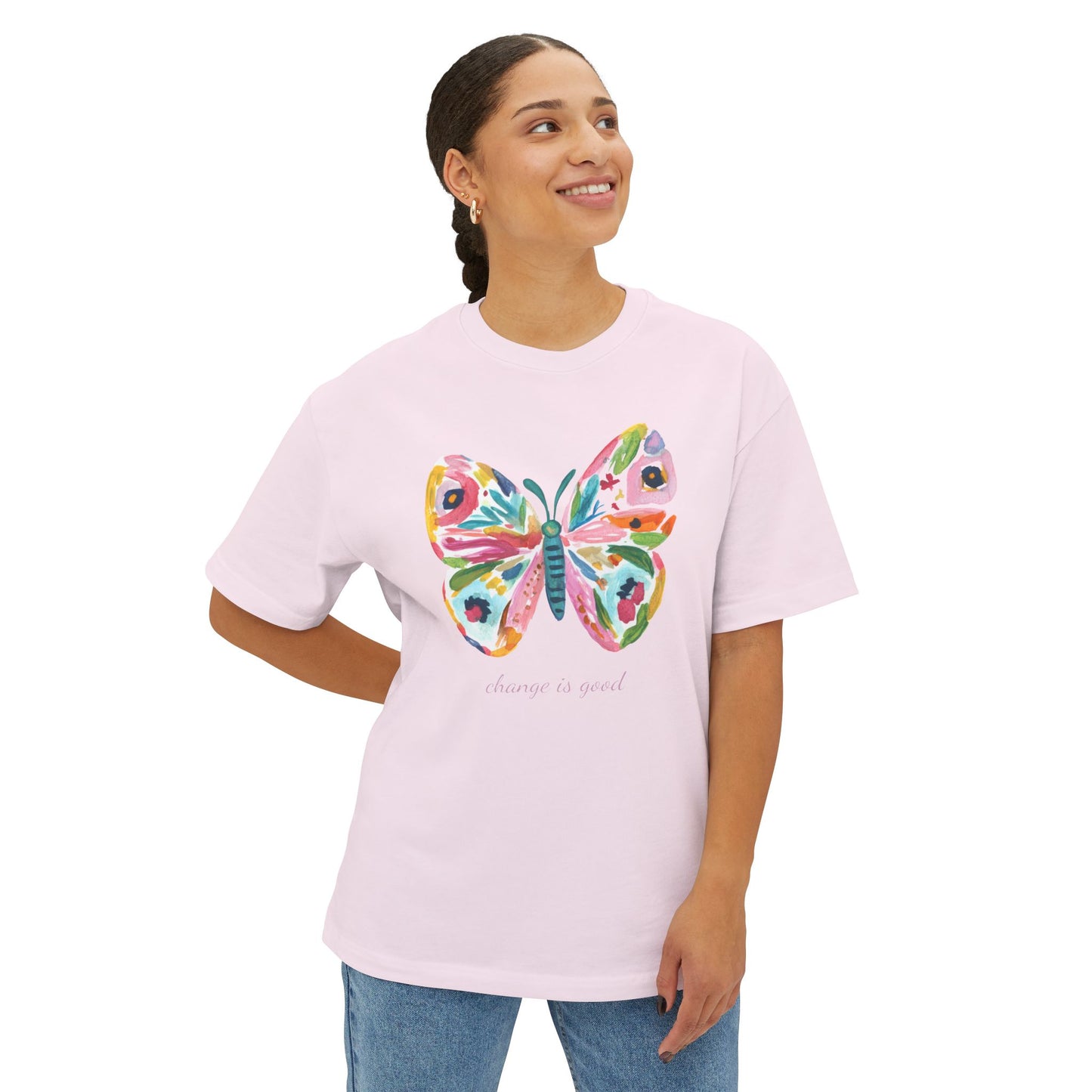 "Change is Good" Colorful Butterfly Oversized T-Shirt
