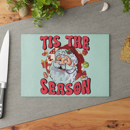 Tis The Season Christmas Glass Cutting Board