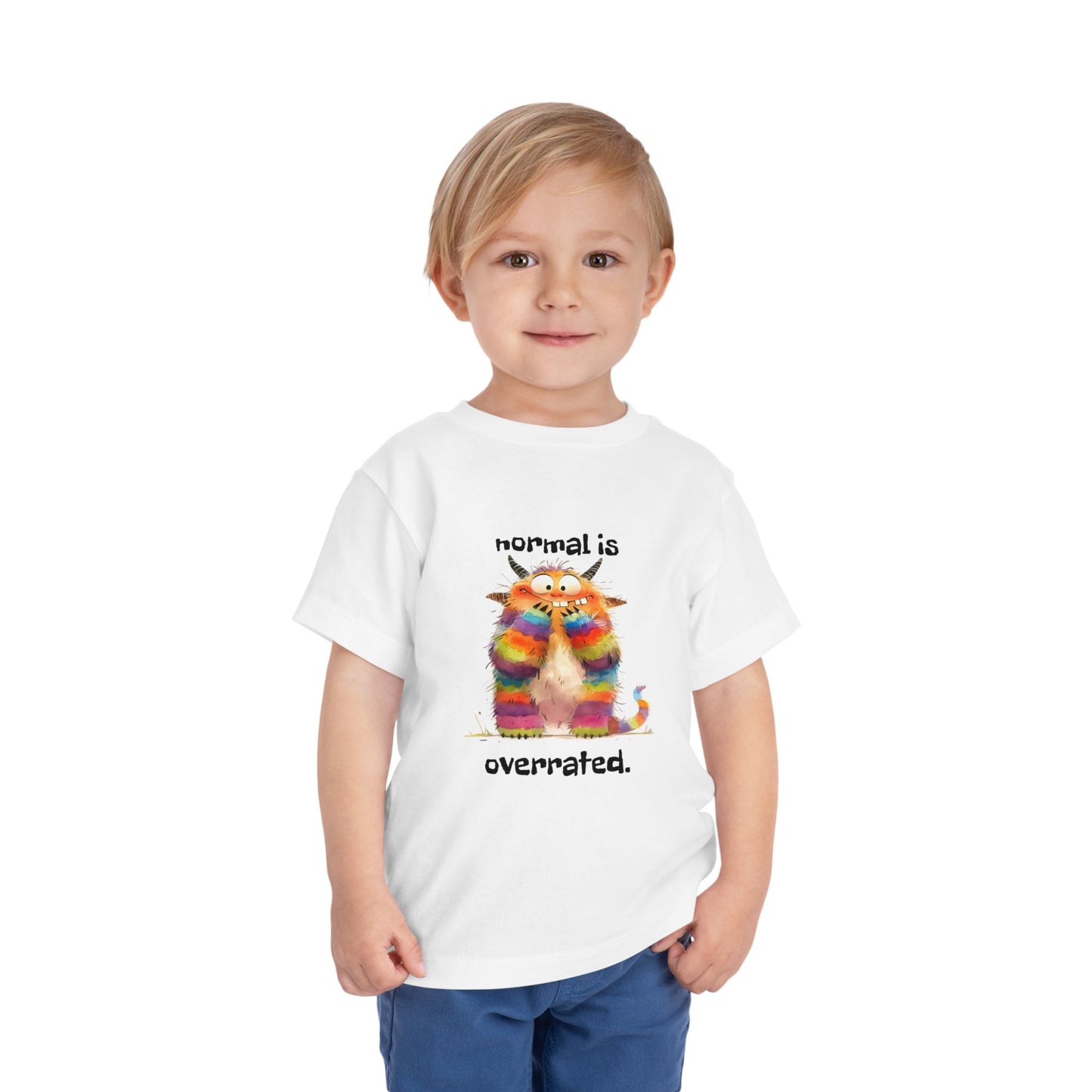 Toddler Tee — Rainbow Cat “Normal Is Overrated” Cute Kids Graphic Shirt
