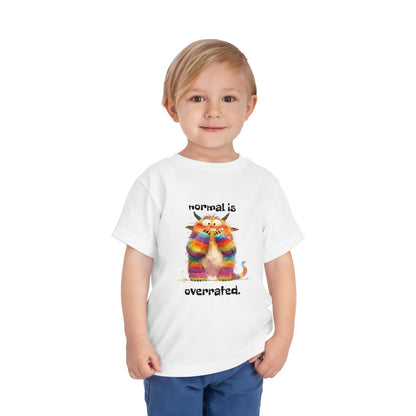 Toddler Tee — Rainbow Cat “Normal Is Overrated” Cute Kids Graphic Shirt