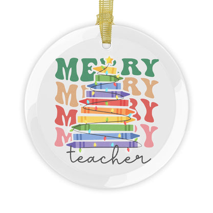 Merry Teacher Glass Ornaments