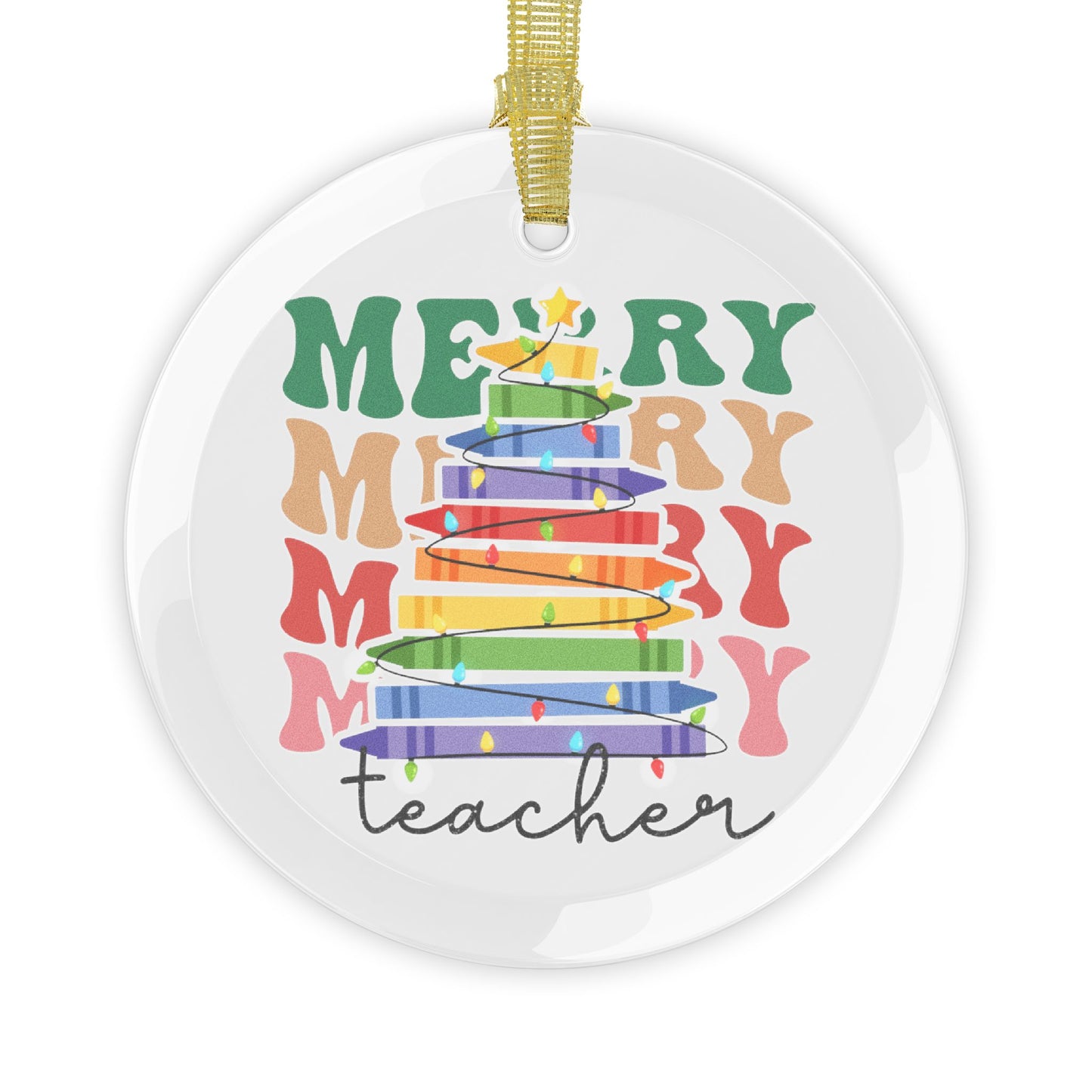 Merry Teacher Glass Ornaments