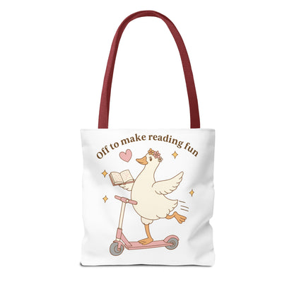 "Off to Make Reading Fun"Book Lover Tote