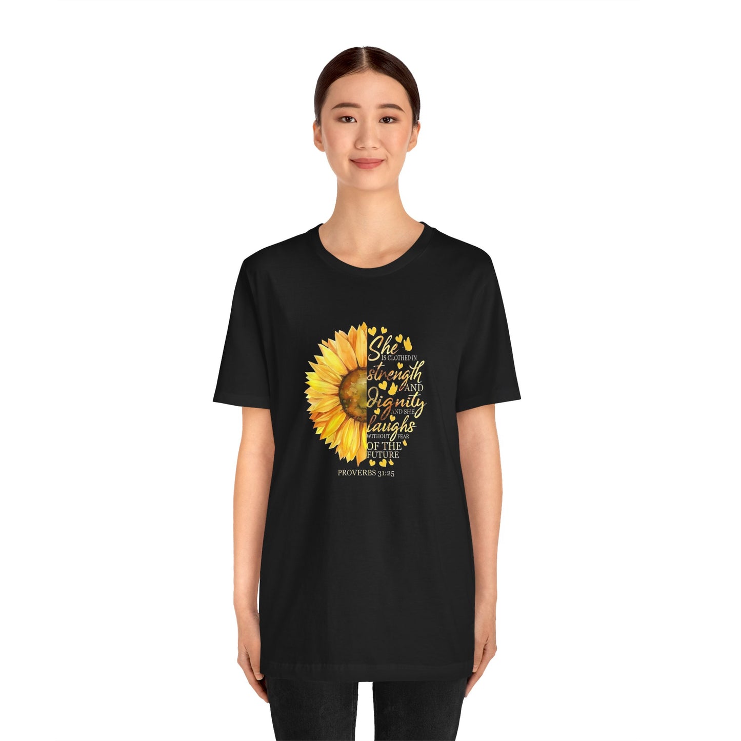 Proverbs She is Strong Sunflower T-Shirt