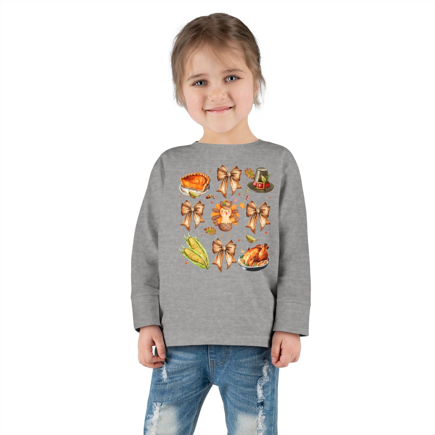 Thanksgiving Coquette Toddler Long Sleeve Tee