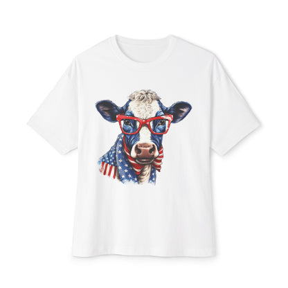 Patriotic Cow Unisex Oversized Boxy Tee