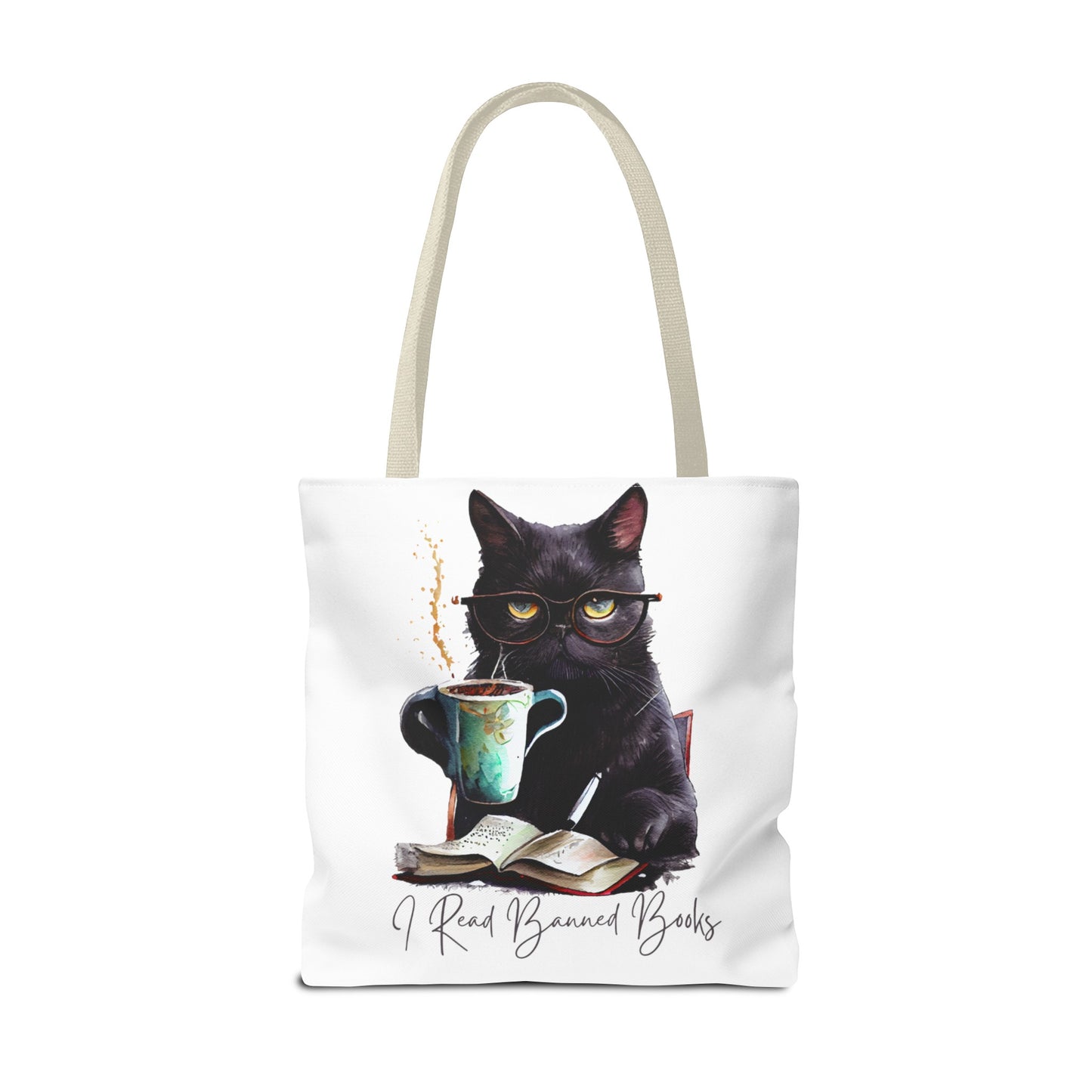 I READ BANNED BOOKS BLACK CAT Tote Bag