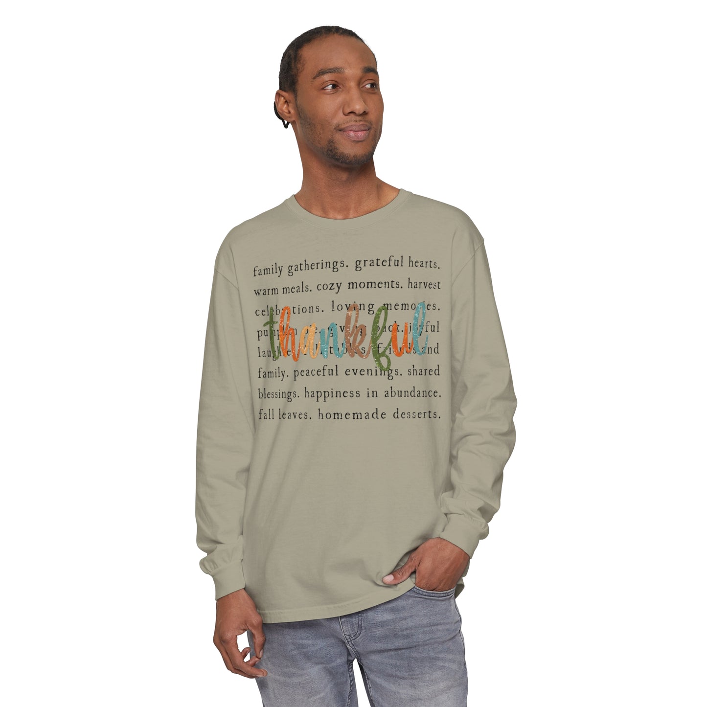 Thankful Thanksgiving Unisex Garment-dyed Long Sleeve T-Shirt