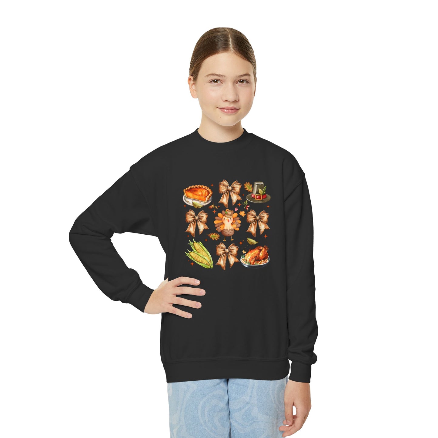 Thanksgiving Coquette Youth Crewneck Sweatshirt