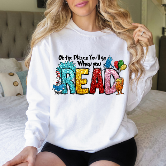 Dr. Seuss Oh the Places You Will Read Sweatshirt