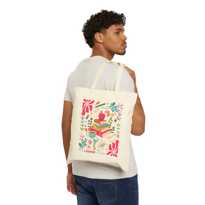Teacher Book Lover's Cotton Canvas Tote Bag