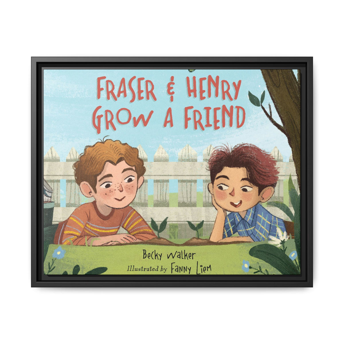 Framed Canvas Wall Art – Fraser & Henry Grow a Friend Children’s Book Illustration