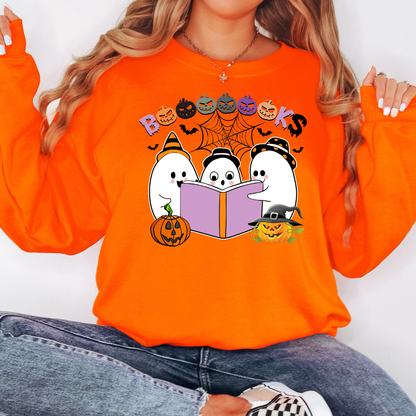 Cute Ghosts Reading Books Sweatshirt